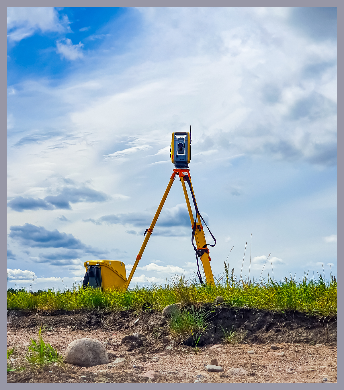 Tripod with measurement device outdoors
