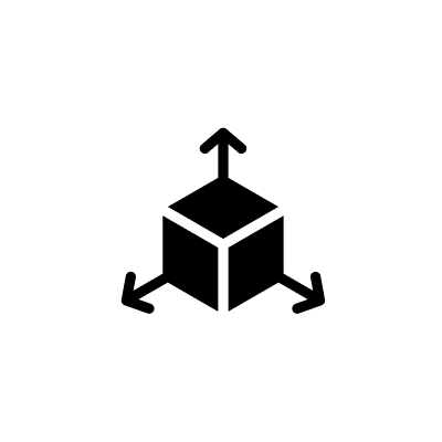 Black cube with three arrows